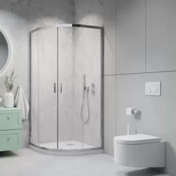 Cabina de dus semirotunda Radaway Alienta A cu usi culisante 90x90 cm crom lucios imagine