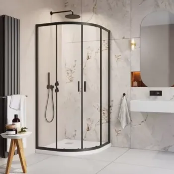 Cabina de dus semirotunda Radaway Alienta A cu usi culisante 90x90 cm negru mat imagine