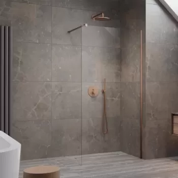 Cabina de dus Walk-In Radaway Modo New Brushed Copper II 130x200 cm profil cupru periat imagine