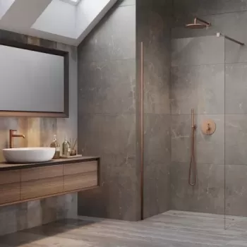 Cabina de dus Walk-In Radaway Modo New Brushed Copper II 135x200 cm profil cupru periat imagine