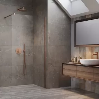 Cabina de dus Walk-In Radaway Modo New Brushed Copper II 140x200 cm profil cupru periat imagine