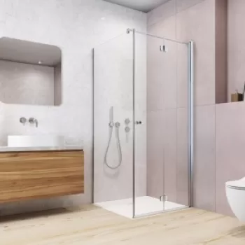 Cabina dus cu usa pliabila si perete fix Radaway Eos KDJ B 90x90xH197 cm imagine