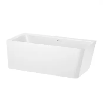 Cada asimetrica Roca Ona 160x70 cm din Stonex alb cu panouri si instalare pe dreapta imagine