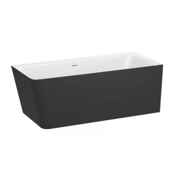 Cada asimetrica Roca Ona 160x70 cm din Stonex alb-negru cu panouri si instalare pe stanga imagine