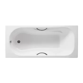 Cada dreptunghiulara din fonta Roca Malibu 150x75 cm alb cu baza antialunecare si manere imagine