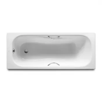 Cada dreptunghiulara din otel Roca Princess 170x70 cm alb cu baza antialunecare si manere imagine