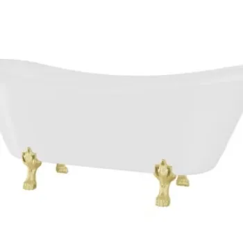 Cada freestanding Besco Amelia, 190x77 cm, cu picioare si sifon click clack auriu imagine