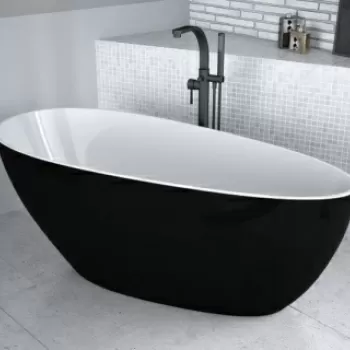 Cada freestanding Besco Goya compozit 170x72 cm, alb-negru imagine