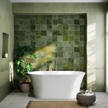 Cada freestanding compozit Coloana Helga 150x85 cm alb lucios imagine