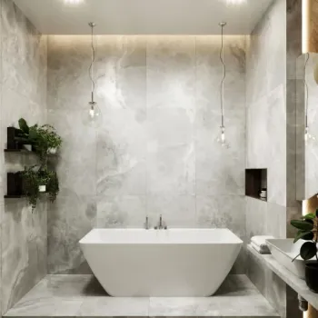 Cada freestanding compozit Coloana Island 169x80 cm alb lucios imagine