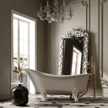 Cada freestanding compozit Coloana Mirabella 175x80.5 cm alb lucios imagine