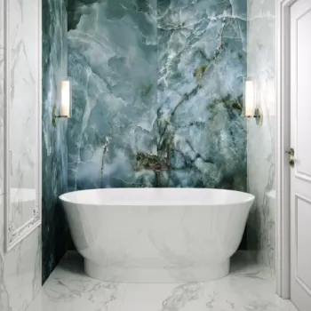 Cada freestanding compozit Coloana Molly 160x81 cm alb lucios imagine