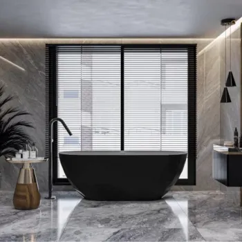 Cada freestanding compozit Coloana Sapfire 165x76 cm negru mat imagine