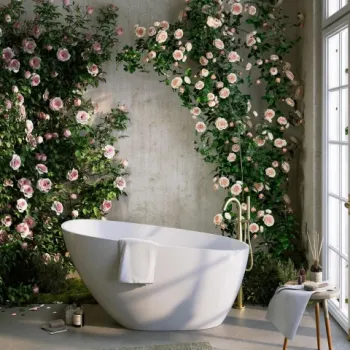 Cada freestanding compozit Coloana Valeria 140x74 cm alb lucios imagine