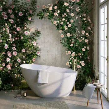 Cada freestanding compozit Coloana Valeria 140x74 cm alb mat imagine