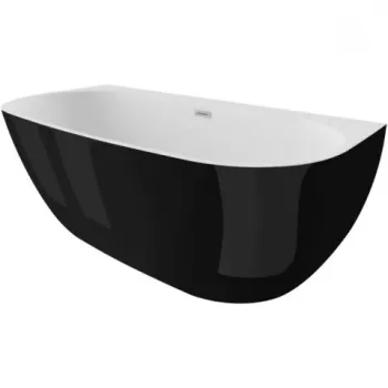 Cada freestanding semirotunda Spatio Risa acril 160x80 cm, negru lucios imagine