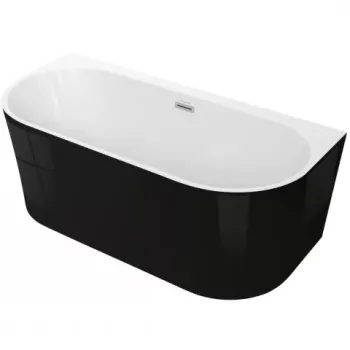 Cada freestanding semirotunda Spatio Sola acril 160x75 cm, negru lucios imagine