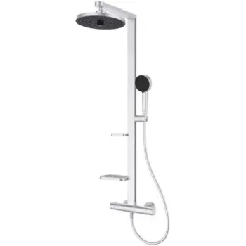 Coloana dus cu baterie si termostat Ideal Standard Ceraflow Alu+ si doua rafturi, argintiu mat imagine