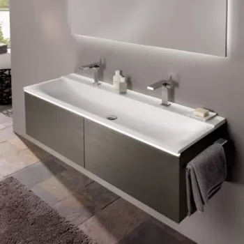 Dulap baza pentru lavoar suspendat Geberit Xeno2 gri 2 sertare 140 cm imagine