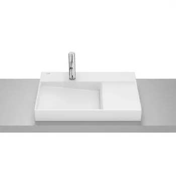 Lavoar baie pe blat, alb mat Roca Horizon 60x42 cm, cu orificiu pentru baterie imagine