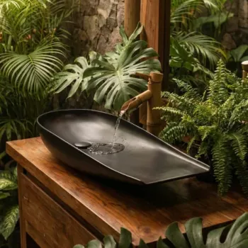 Lavoar ceramic cu forma atipica, negru mat imagine