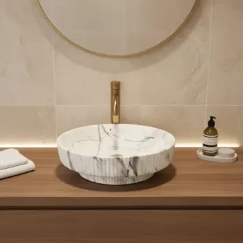 Lavoar ceramic rotund - design marmorat A746-P818M imagine