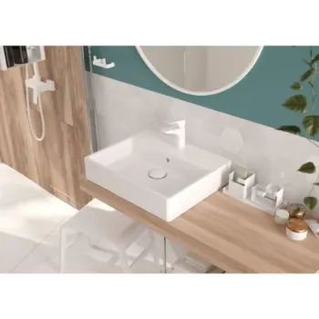 Lavoar Deante Temisto 60x50 cm dreptunghiular pe blat alb imagine