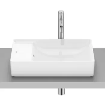 Lavoar pe blat Roca Ona 55x34.5 cm Fineceramic alb lucios cu polita dreapta imagine