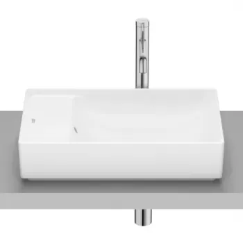 Lavoar pe blat Roca Ona 55x34.5 cm Fineceramic alb mat cu polita dreapta imagine