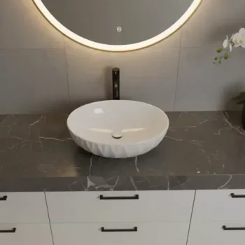 Lavoar pe blat rotund ceramic alb - A435H imagine