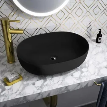 Lavoar pe blat Spectrum, Basta Black, oval, negru mat imagine