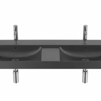 Lavoar suspendat dublu Roca Ona 120x46 cm Fineceramic, negru mat imagine