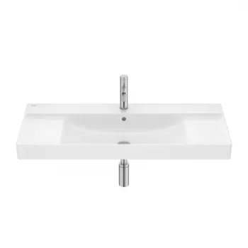 Lavoar suspendat Roca Ona 100x46 cm Fineceramic alb lucios cu polite laterale imagine
