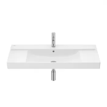Lavoar suspendat Roca Ona 100x46 cm Fineceramic alb mat cu polite laterale imagine