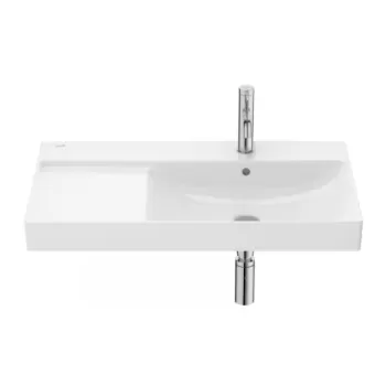 Lavoar suspendat Roca Ona 80x46 cm Fineceramic alb lucios cu polita dreapta imagine