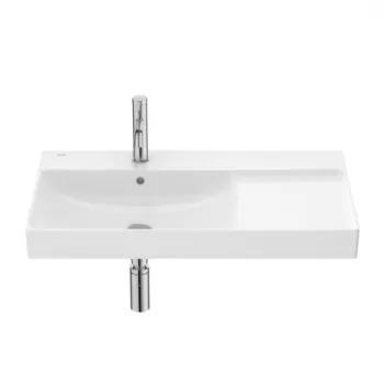 Lavoar suspendat Roca Ona 80x46 cm Fineceramic alb lucios cu polita stanga imagine