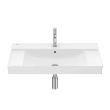 Lavoar suspendat Roca Ona 80x46 cm Fineceramic alb mat cu polite laterale imagine