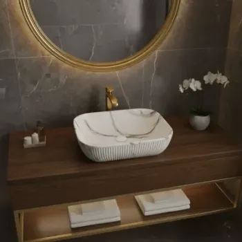 Lavoar Zen - ceramic alb cu efect marmorat A426L imagine