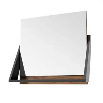 Oglinda cu etajera Defra Op-Arty alb 64.2x58.5 cm nuc rockford natur-negru mat imagine