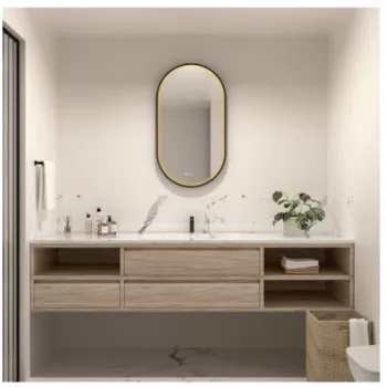 Oglinda cu LED, dezaburire si ceas Fluminia, Canaria 100 Clock, Black imagine