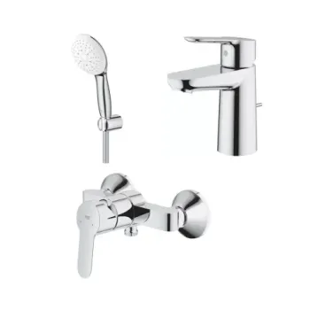 Set baterii lavoar dus Grohe BauEdge si dus cu porter Tempesta crom lucios imagine