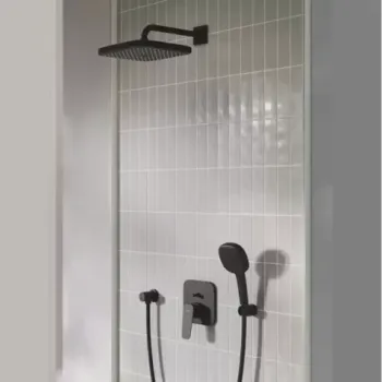 Set de dus fix si mobil incastrata, cu baterie monocomanda, negru mat, Grohe Cubeo cu Tempesta 250 imagine