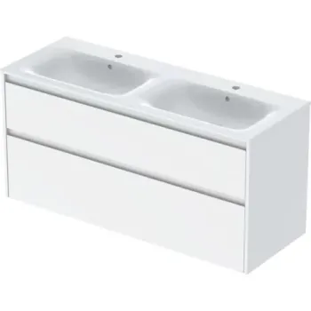 Set lavoar dublu si mobilier Geberit Selnova Square, 130x48x62, alb lucios imagine