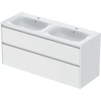 Set lavoar dublu si mobilier Geberit Selnova Square, 130x48x62, alb mat imagine