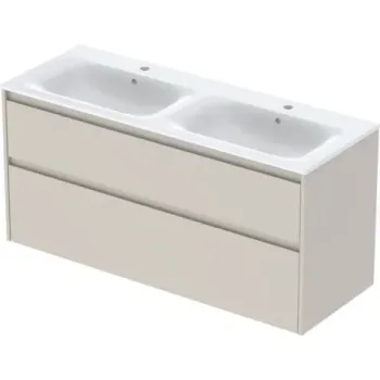 Set lavoar dublu si mobilier Geberit Selnova Square, 130x48x62, gri nisip mat imagine