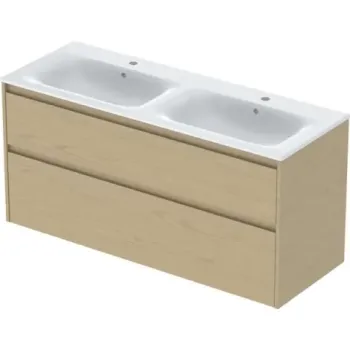 Set lavoar dublu si mobilier Geberit Selnova Square, 130x48x62, stejar natural imagine