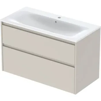 Set lavoar si mobilier Geberit Selnova Square cu doua sertare, 100x48x62 cm, gri nisip mat imagine