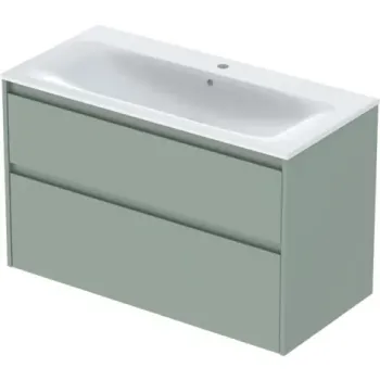 Set lavoar si mobilier Geberit Selnova Square cu doua sertare, 100x48x62 cm, verde salvie mat imagine