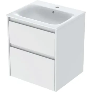 Set lavoar si mobilier Geberit Selnova Square cu doua sertare, 55x48x62 cm, alb mat imagine