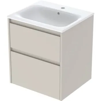 Set lavoar si mobilier Geberit Selnova Square cu doua sertare, 55x48x62 cm, gri nisip mat imagine